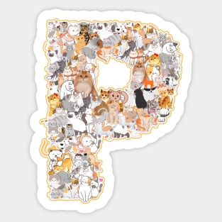 cat letter P(the cat forms the letter P) Sticker